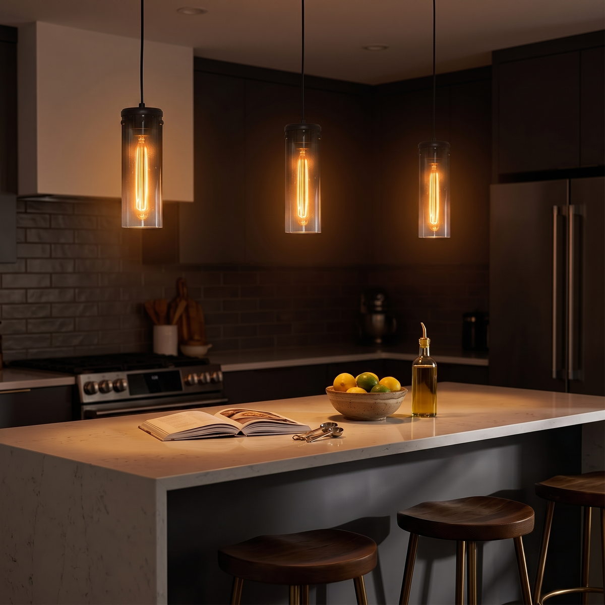 Modern Pendant Light Gradient Cylinder Glass Shade Kitchen Island - product image 4 | Zenvolit