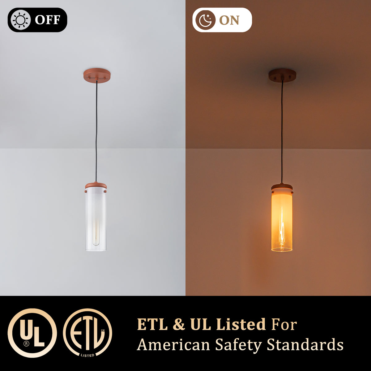Modern Pendant Light Gradient Cylinder Glass Shade Kitchen Island - product image 7 | Zenvolit