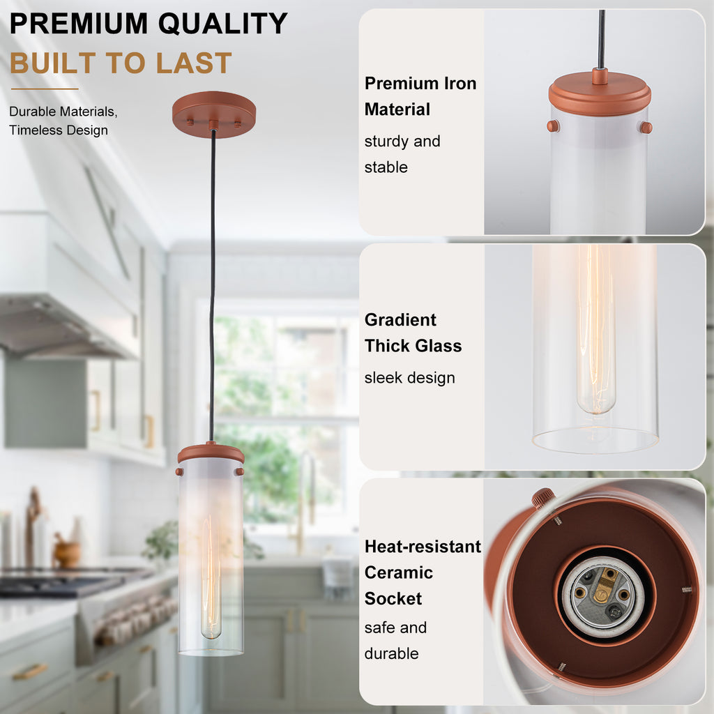 Modern Pendant Light Gradient Cylinder Glass Shade Kitchen Island - product image 11 | Zenvolit