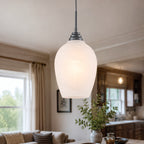 Modern Bowl Black Pendant Light Cloud Glass Shade for Kitchen Island - product image 1 | Zenvolit