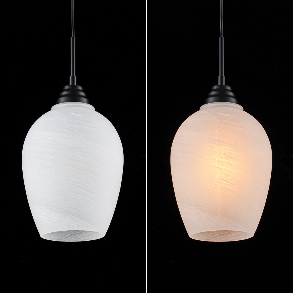 Modern Bowl Black Pendant Light Cloud Glass Shade for Kitchen Island - product image 7 | Zenvolit