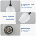 Modern Bowl Black Pendant Light Cloud Glass Shade for Kitchen Island - product image 9 | Zenvolit