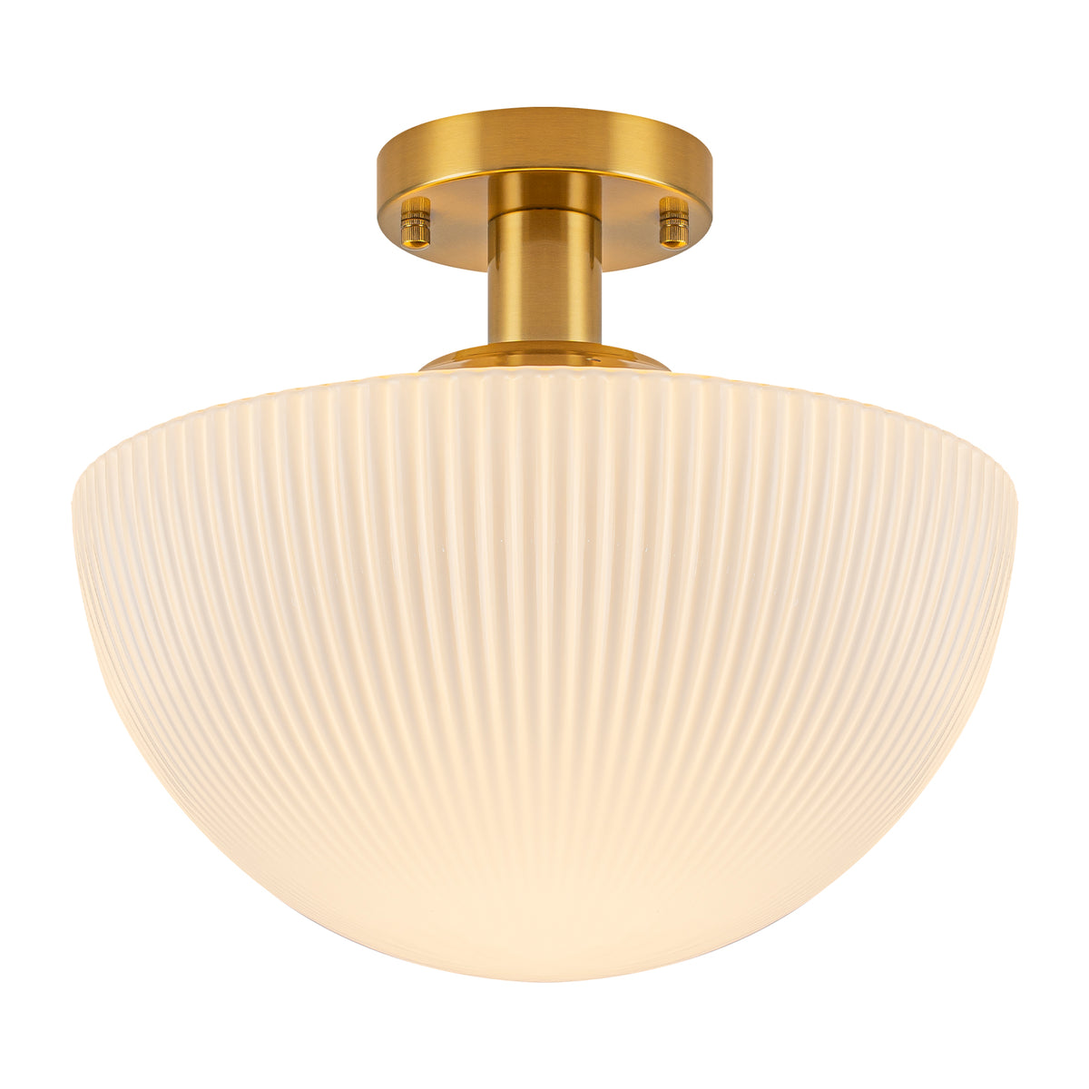 Dome Semi-Flush Mount Ceiling Light Ribbed Frosted Glass Shade Foyer - product image 1 | Zenvolit