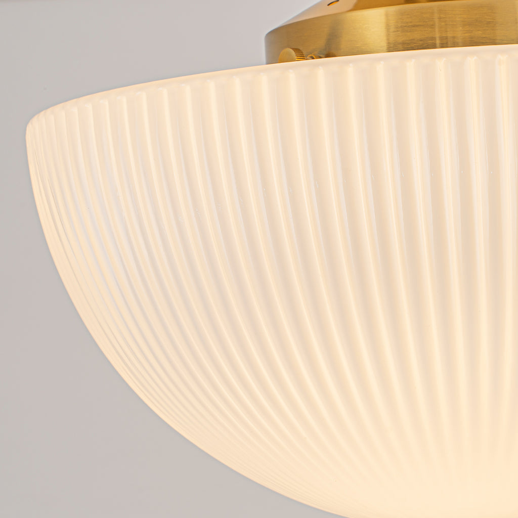 Dome Semi-Flush Mount Ceiling Light Ribbed Frosted Glass Shade Foyer - product image 6 | Zenvolit