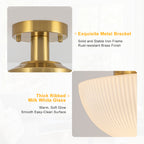 Dome Semi-Flush Mount Ceiling Light Ribbed Frosted Glass Shade Foyer - product image 10 | Zenvolit