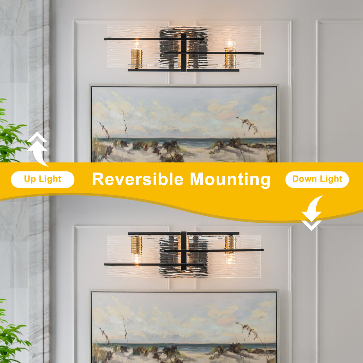 3 Light Modern Bathroom Vanity Light Textured Glass Shade Wall Sconce - product image 1 | Zenvolit