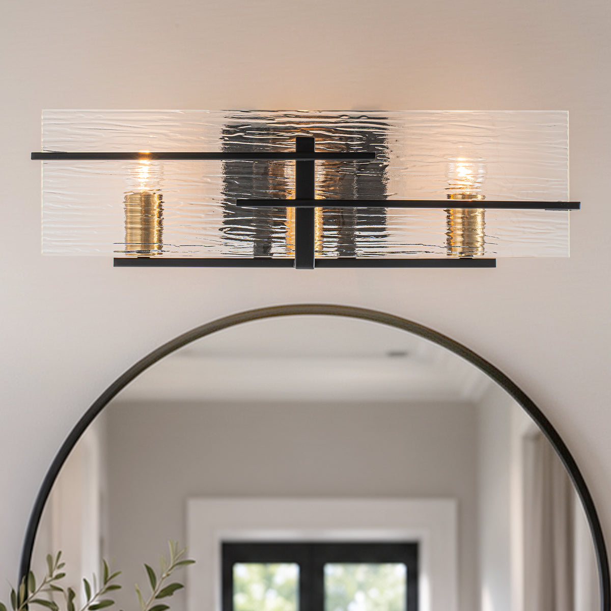 3 Light Modern Bathroom Vanity Light Textured Glass Shade Wall Sconce - product image 4 | Zenvolit