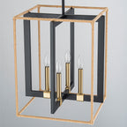 4 Light Cage Pendant Light Black Metal Rope Farmhouse Light Kitchen