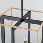 4 Light Cage Pendant Light Black Metal Rope Farmhouse Light Kitchen