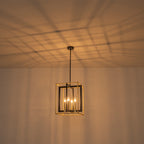 4 Light Cage Pendant Light Black Metal Rope Farmhouse Light Kitchen