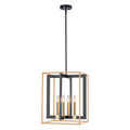 4 Light Cage Pendant Light Black Metal Rope Farmhouse Light Kitchen