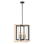 4 Light Cage Pendant Light Black Metal Rope Farmhouse Light Kitchen