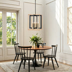 4 Light Cage Pendant Light Black Metal Rope Farmhouse Light Kitchen