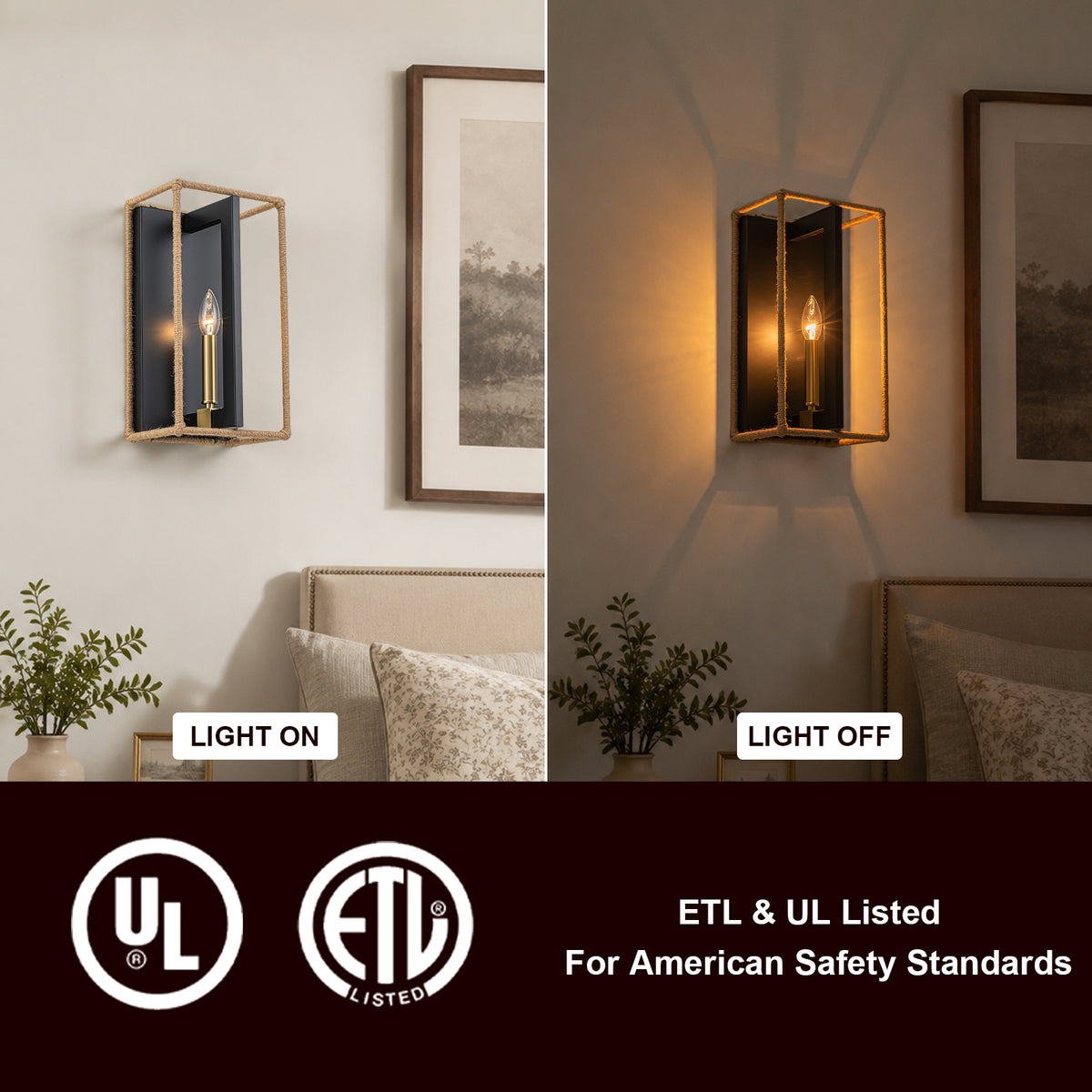 Rope Cage Wall Sconce Black Metal Farmhouse Wall Light Hallway - product image 7 | Zenvolit