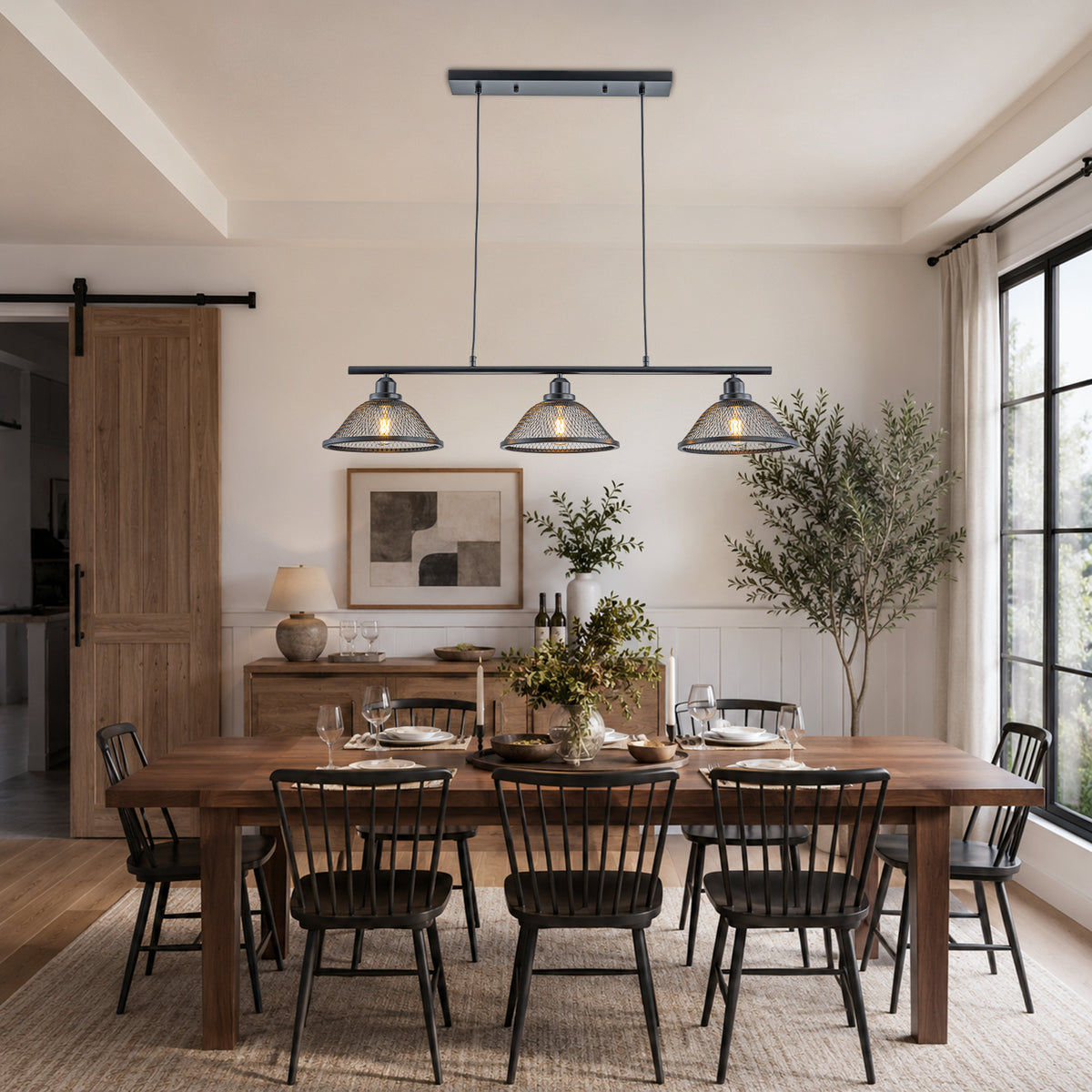 3 Light Industrial Cage Pendant Light Metal Linear Kitchen Island - product image 3 | Zenvolit