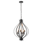 6 Light Geometric Chandelier Modern Black Metal Cage Pendant Light - product image 1 | Zenvolit