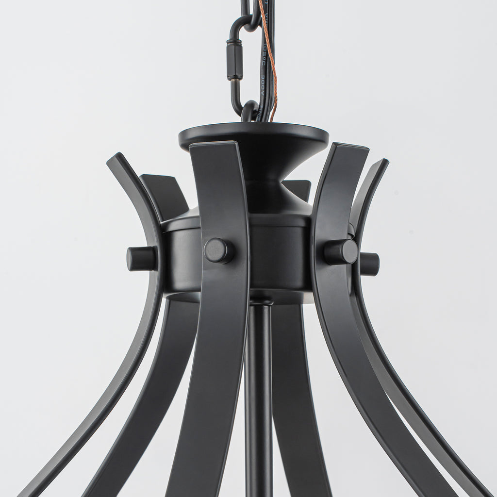 6 Light Geometric Chandelier Modern Black Metal Cage Pendant Light - product image 3 | Zenvolit