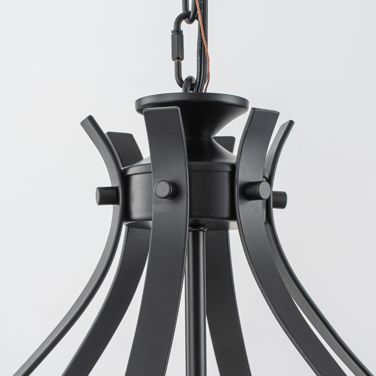 6 Light Geometric Chandelier Modern Black Metal Cage Pendant Light - product image 3 | Zenvolit