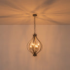 6 Light Geometric Chandelier Modern Black Metal Cage Pendant Light - product image 6 | Zenvolit