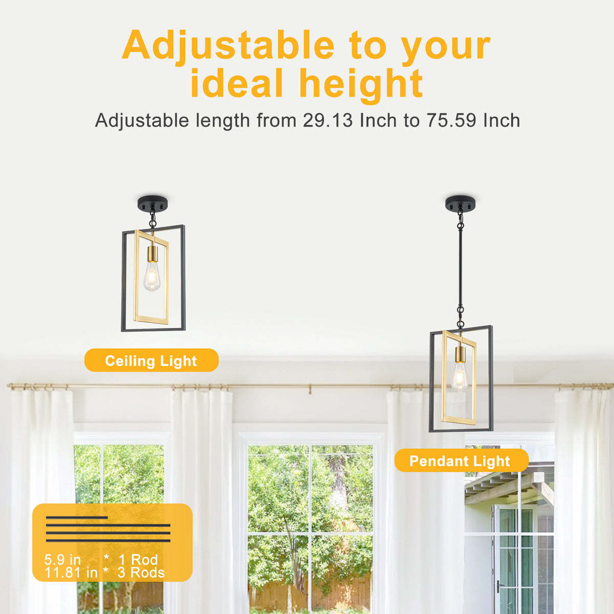 Geometric Pendant Light Open Cage Hanging Light Fixture Kitchen Island