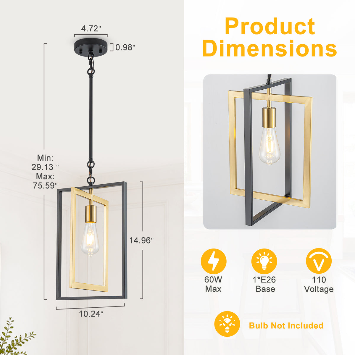Geometric Pendant Light Open Cage Hanging Light Fixture Kitchen Island