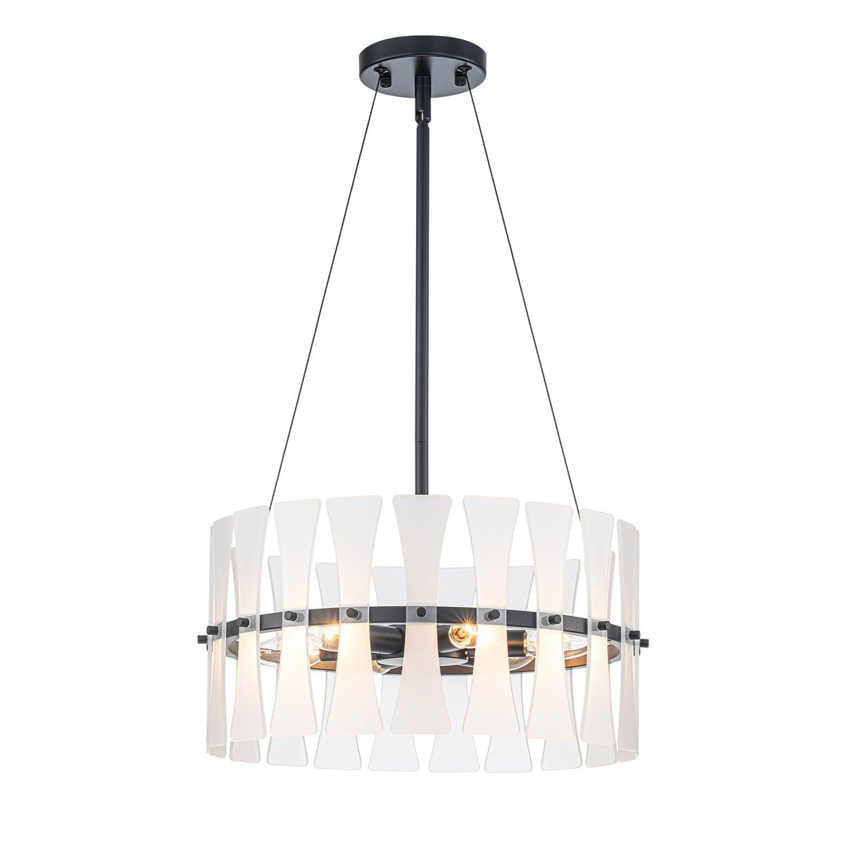 6 Light Modern Frosted Glass Ring Chandelier Bow-Inspired Glass Panels - product image 15 | Zenvolit