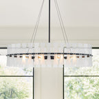 6 Light Oval Chandelier Frosted Dining Room Linear Kitchen Island - product image 1 | Zenvolit