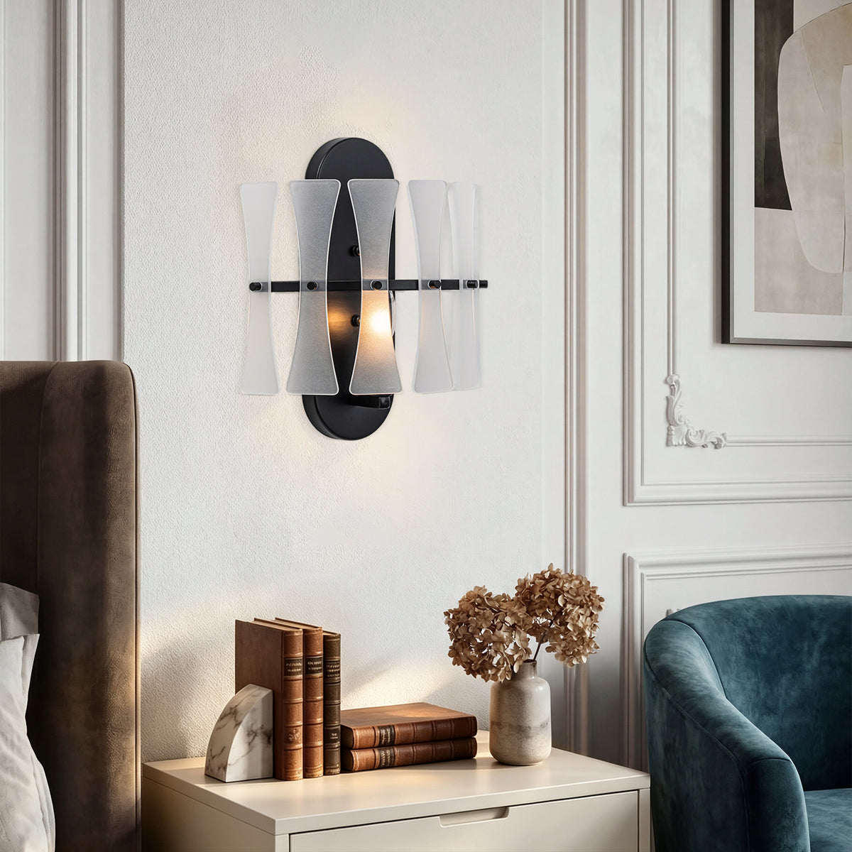 Modern Frosted Glass Wall Sconce Wall Light Bow-Inspired Glass Panels - product image 1 | Zenvolit