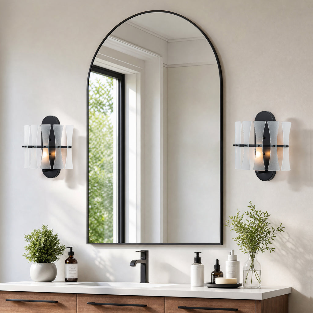 Modern Frosted Glass Wall Sconce Wall Light Bow-Inspired Glass Panels - product image 2 | Zenvolit