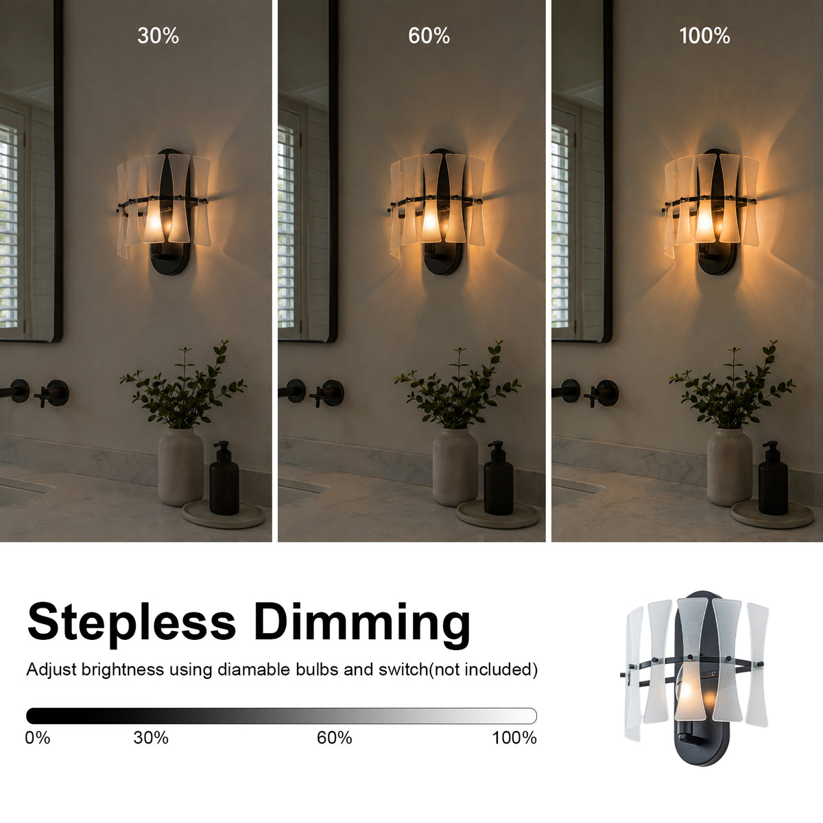 Modern Frosted Glass Wall Sconce Wall Light Bow-Inspired Glass Panels - product image 7 | Zenvolit