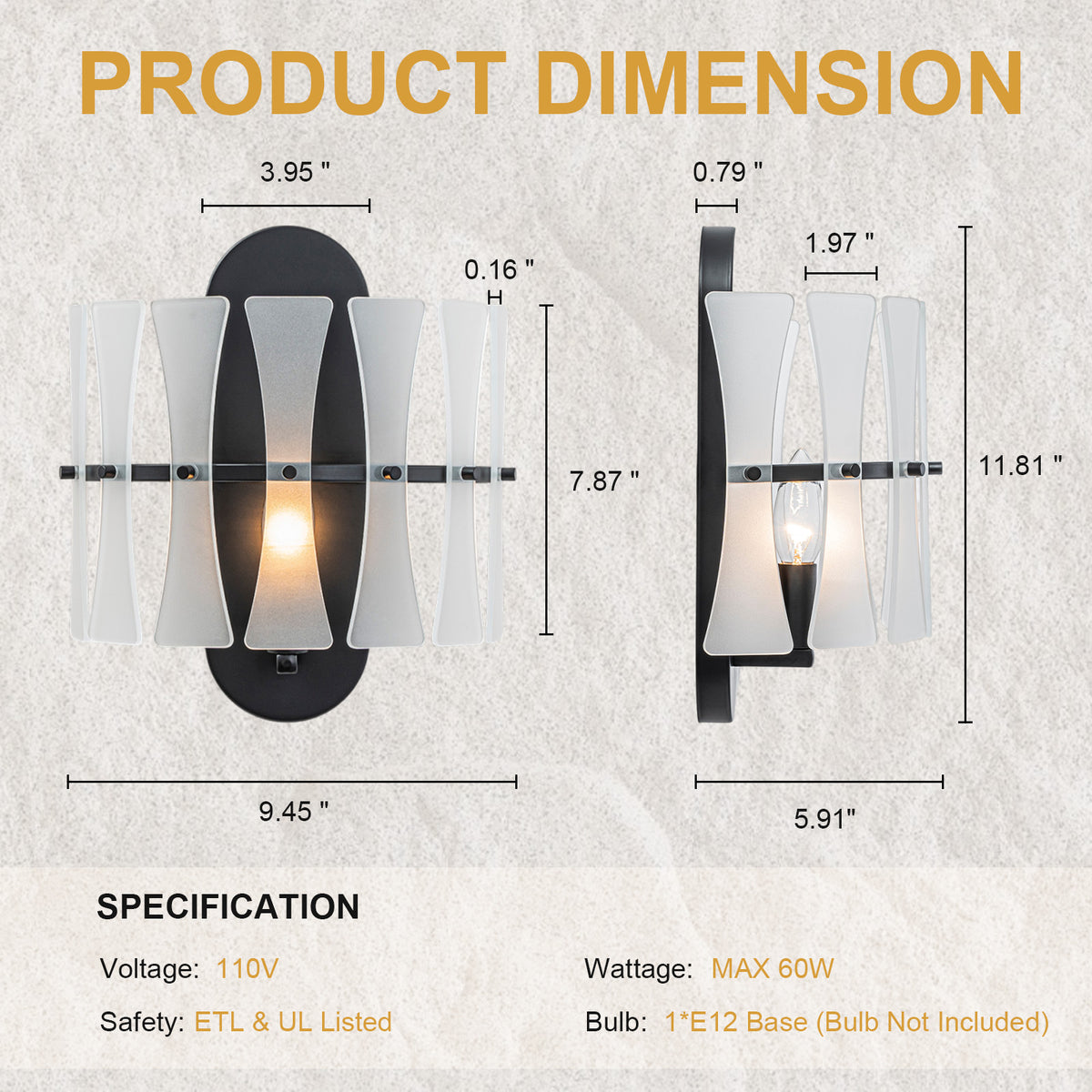 Modern Frosted Glass Wall Sconce Wall Light Bow-Inspired Glass Panels - product image 9 | Zenvolit