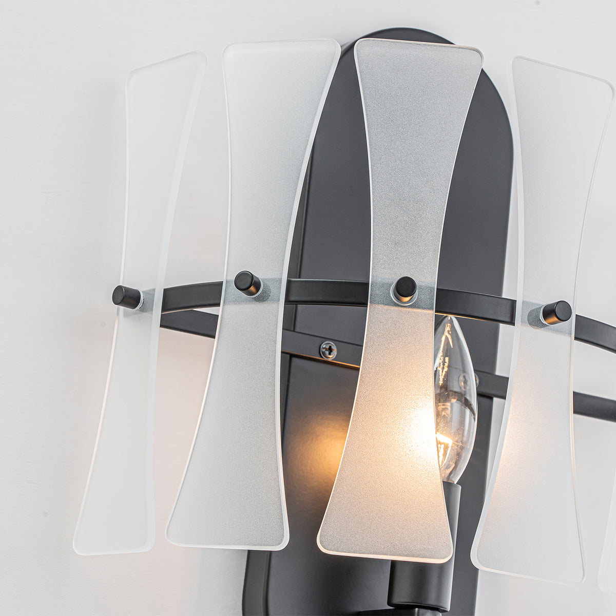 Modern Frosted Glass Wall Sconce Wall Light Bow-Inspired Glass Panels - product image 10 | Zenvolit
