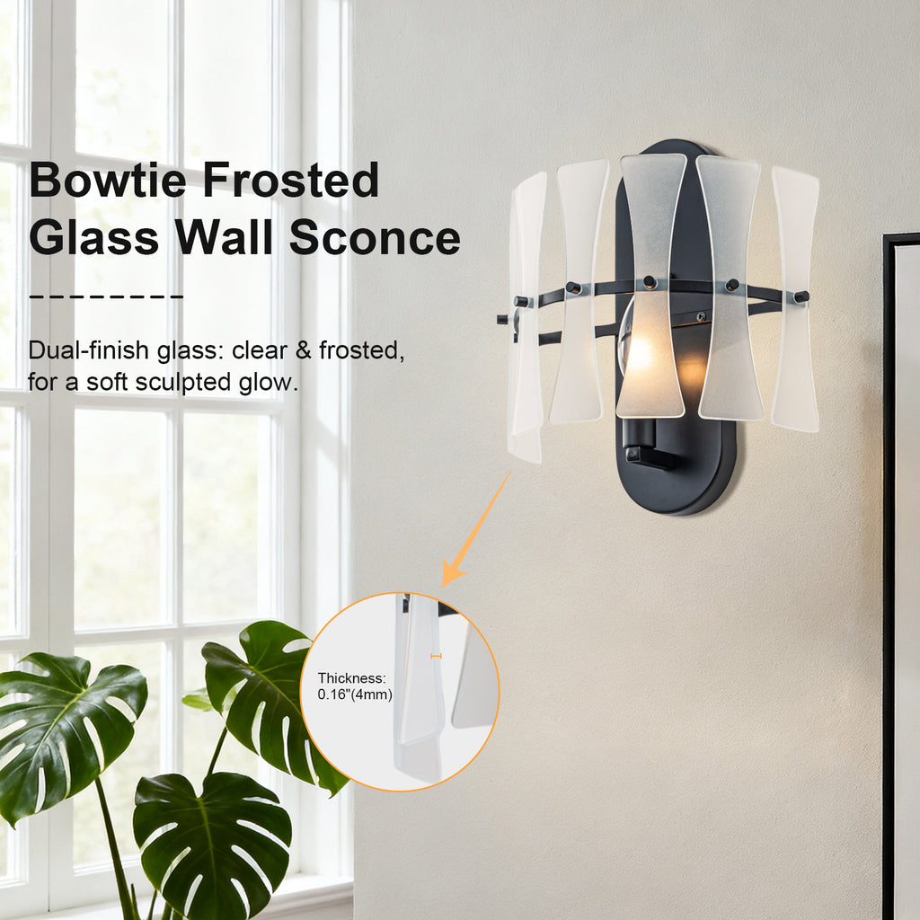 Modern Frosted Glass Wall Sconce Wall Light Bow-Inspired Glass Panels - product image 18 | Zenvolit