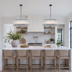 6 Light Round Ring Chandelier Ribbed Glass Pendant Light Circular - product image 3 | Zenvolit