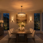 6 Light Round Ring Chandelier Ribbed Glass Pendant Light Circular - product image 4 | Zenvolit