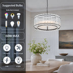 6 Light Round Ring Chandelier Ribbed Glass Pendant Light Circular - product image 9 | Zenvolit