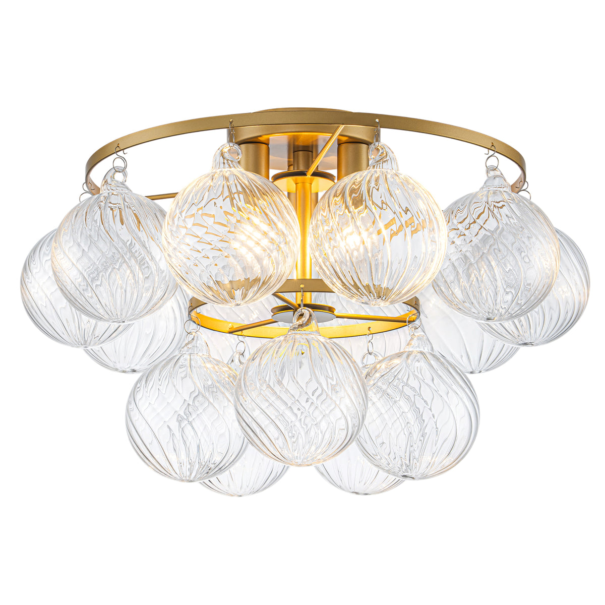 Modern 3-Light Glass Globe Flush Mount Ceiling Light Tiered Bubble - product image 1 | Zenvolit