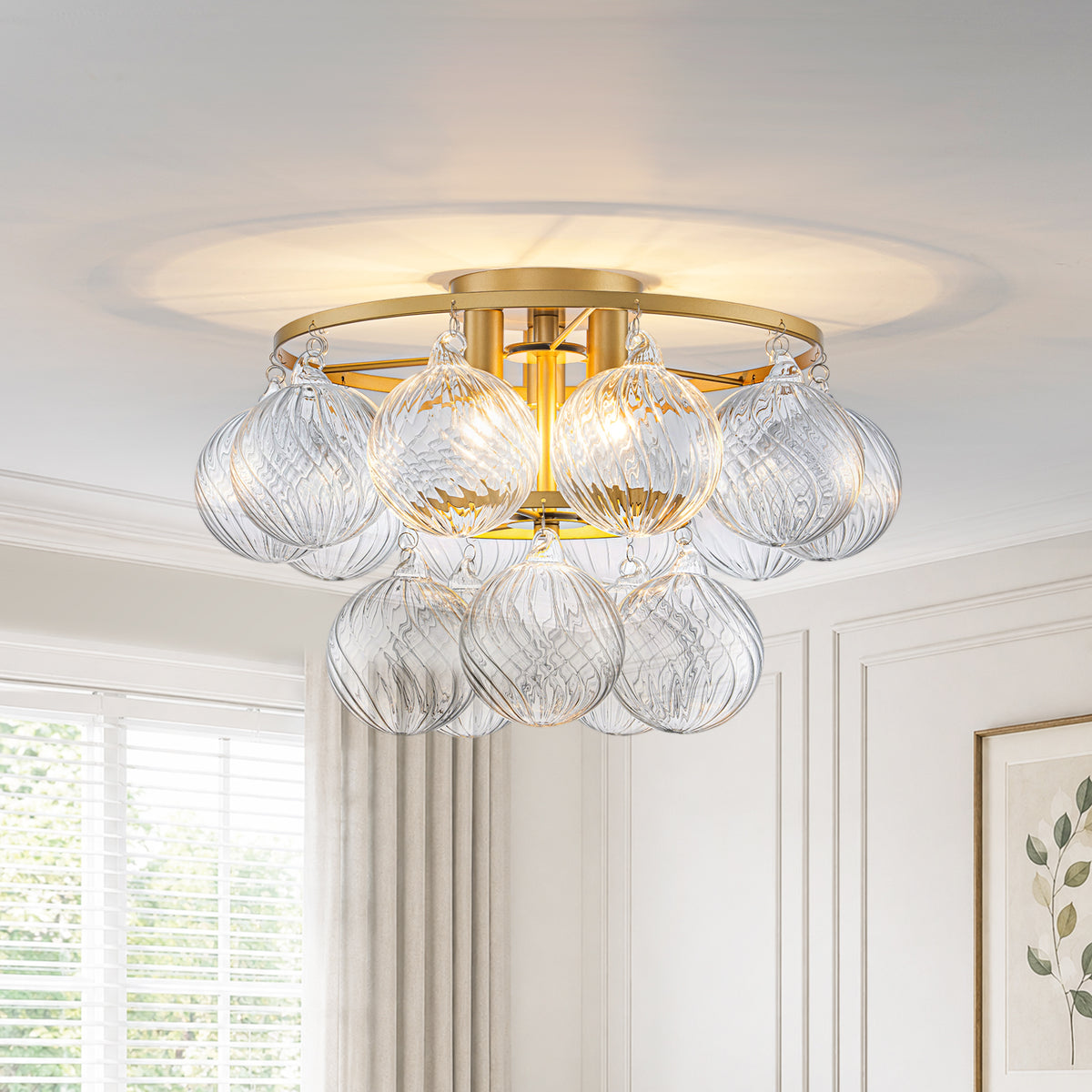Modern 3-Light Glass Globe Flush Mount Ceiling Light Tiered Bubble - product image 2 | Zenvolit