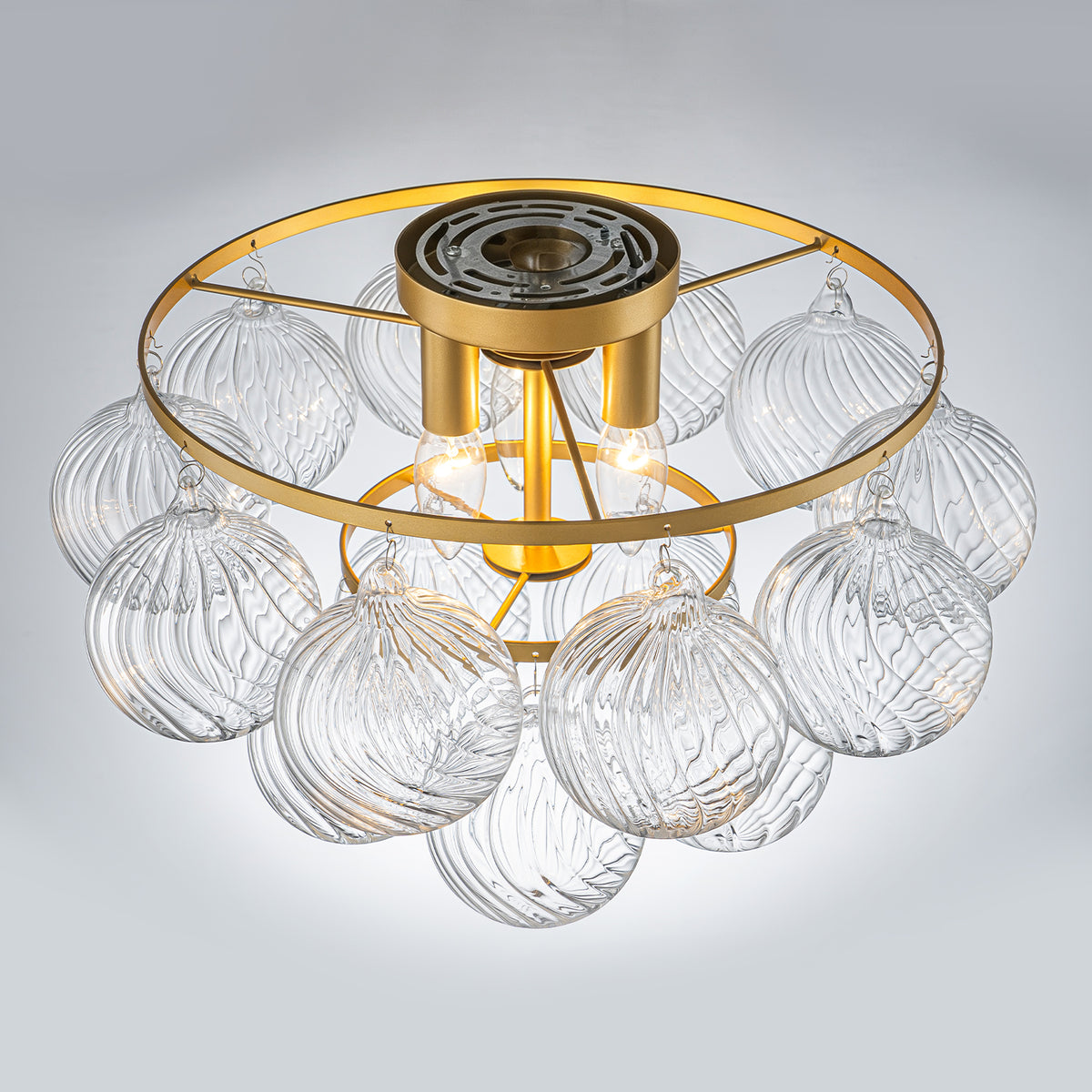 Modern 3-Light Glass Globe Flush Mount Ceiling Light Tiered Bubble - product image 3 | Zenvolit