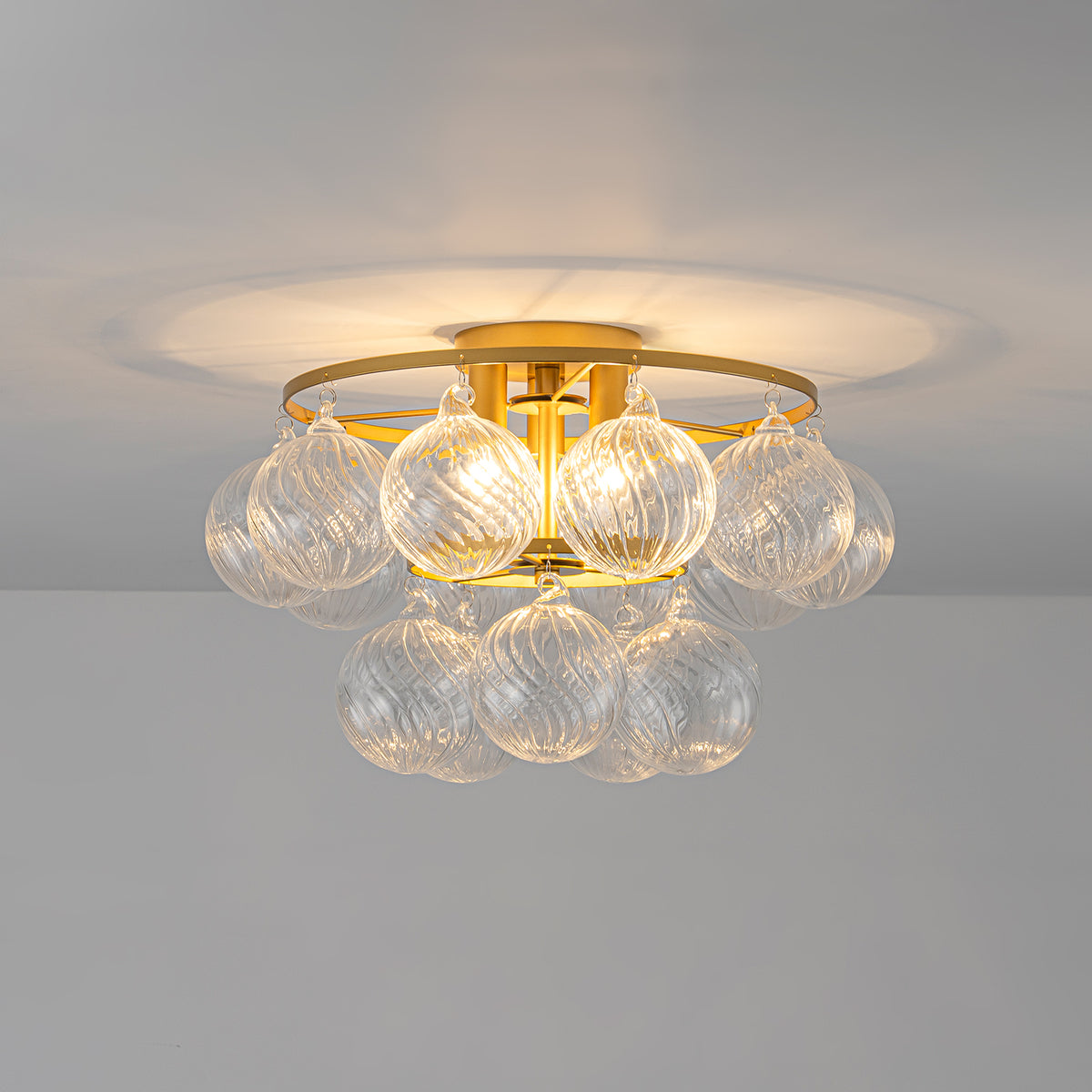 Modern 3-Light Glass Globe Flush Mount Ceiling Light Tiered Bubble - product image 4 | Zenvolit