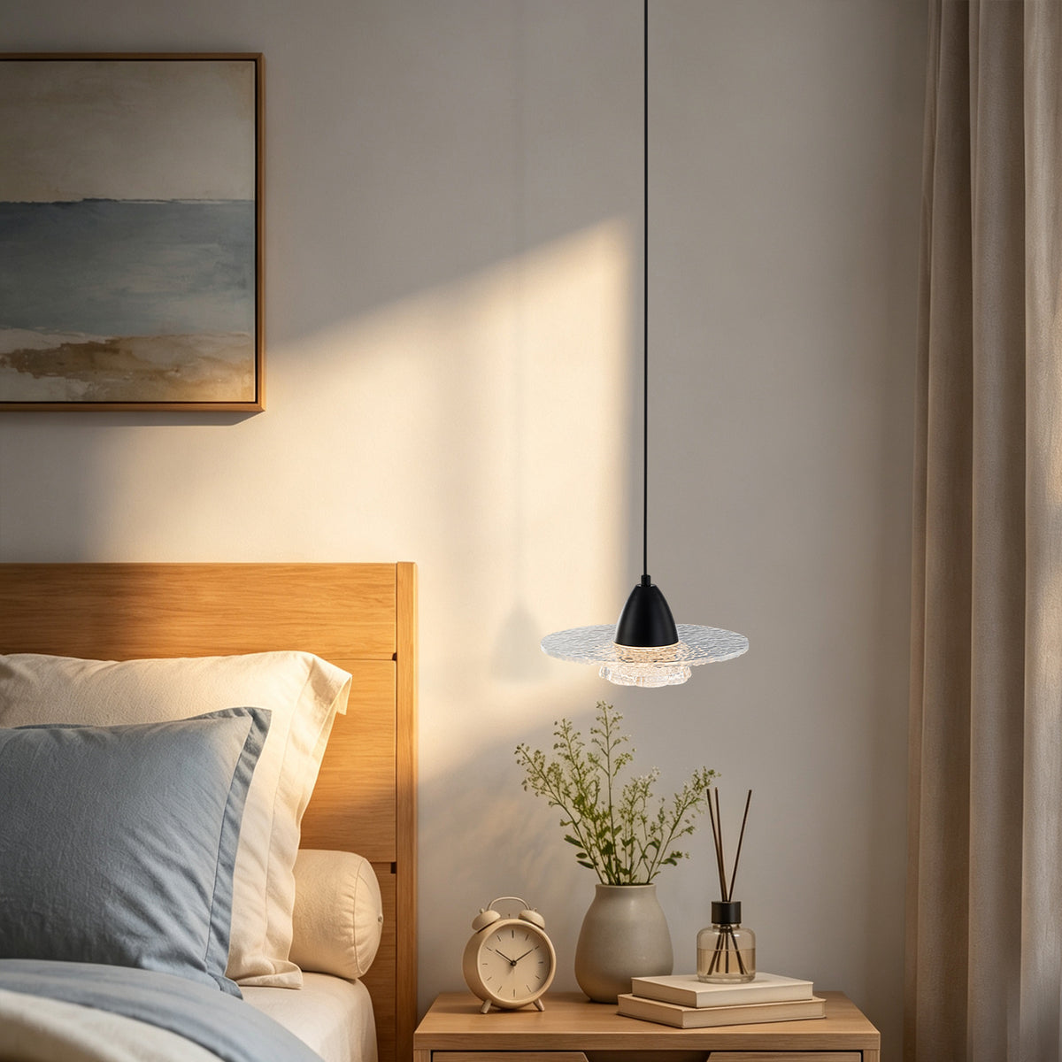 Modern LED Acrylic Mini Pendant Light Stone-Texture Clear Acrylic - product image 4 | Zenvolit