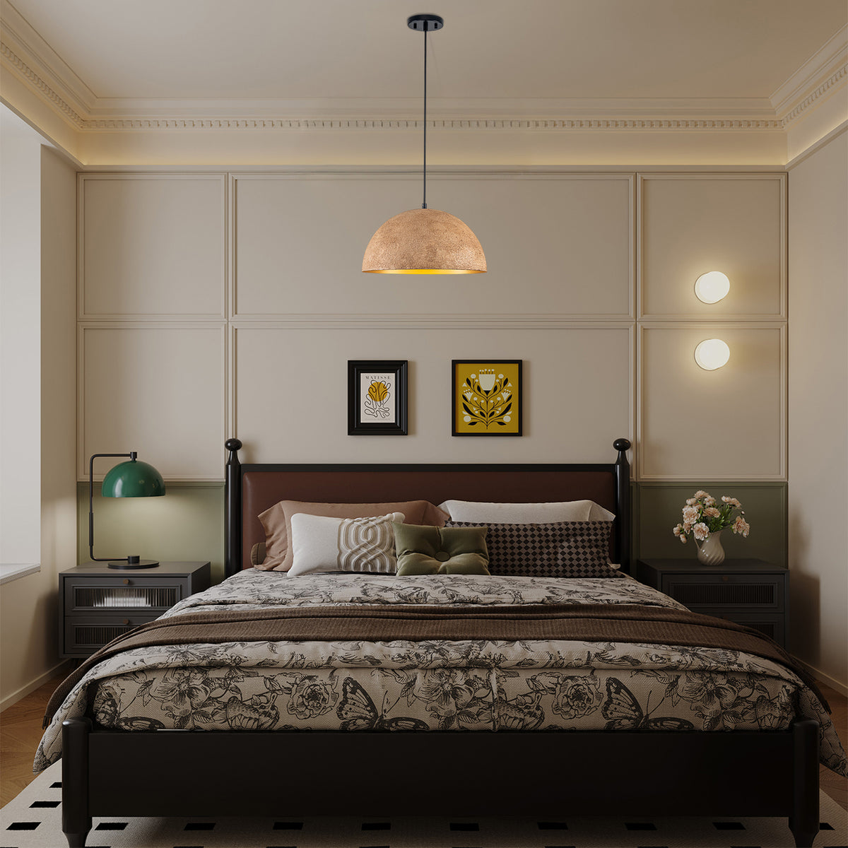 Dome Pendant Light Metal Rough Textured Earth‑toned Sand Finish - product image 5 | Zenvolit
