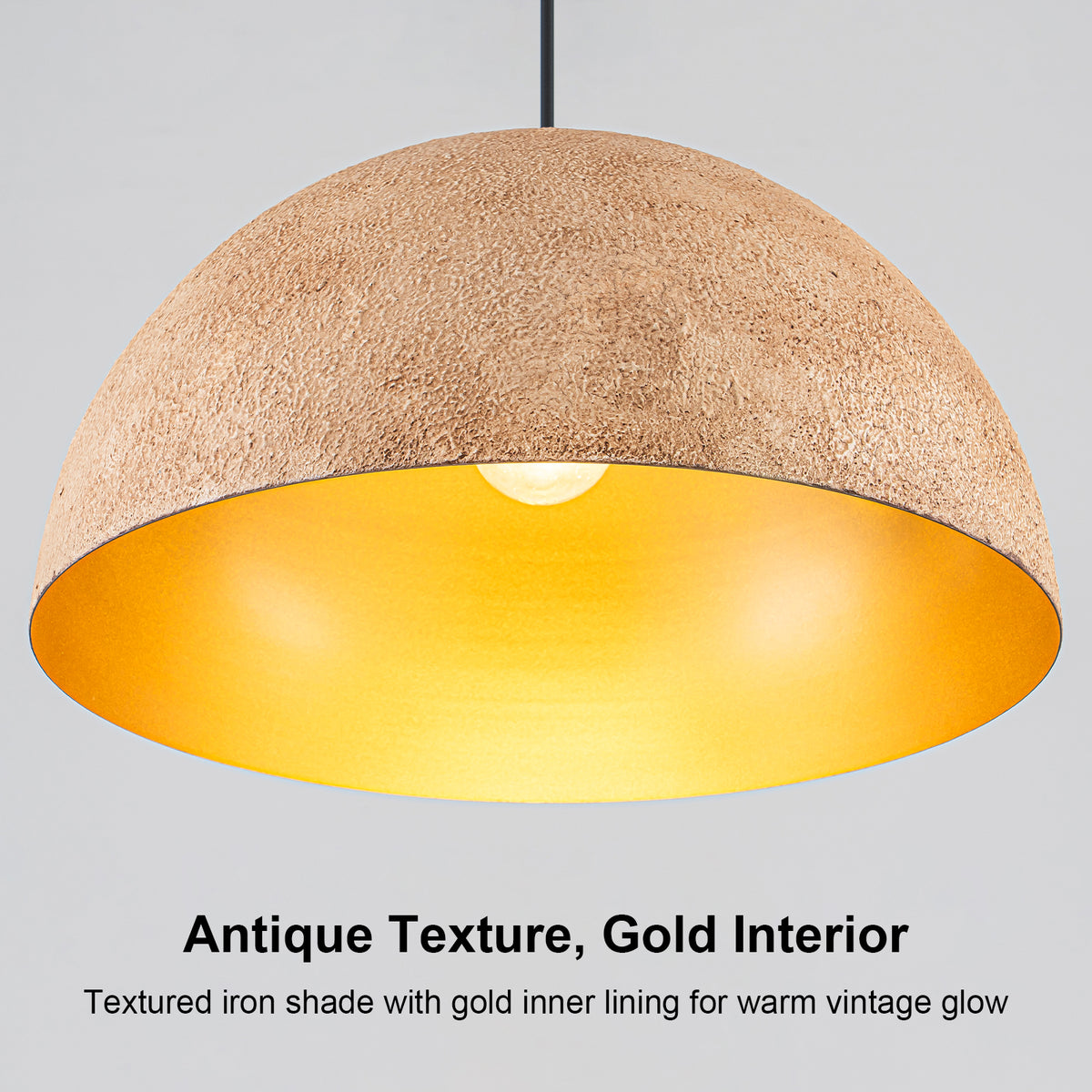 Dome Pendant Light Metal Rough Textured Earth‑toned Sand Finish - product image 9 | Zenvolit