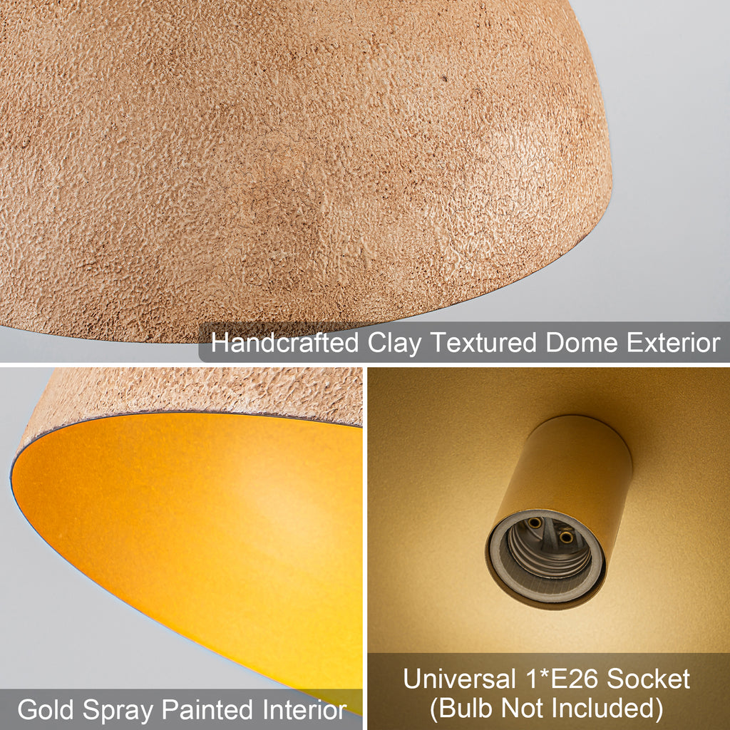 Dome Pendant Light Metal Rough Textured Earth‑toned Sand Finish - product image 15 | Zenvolit