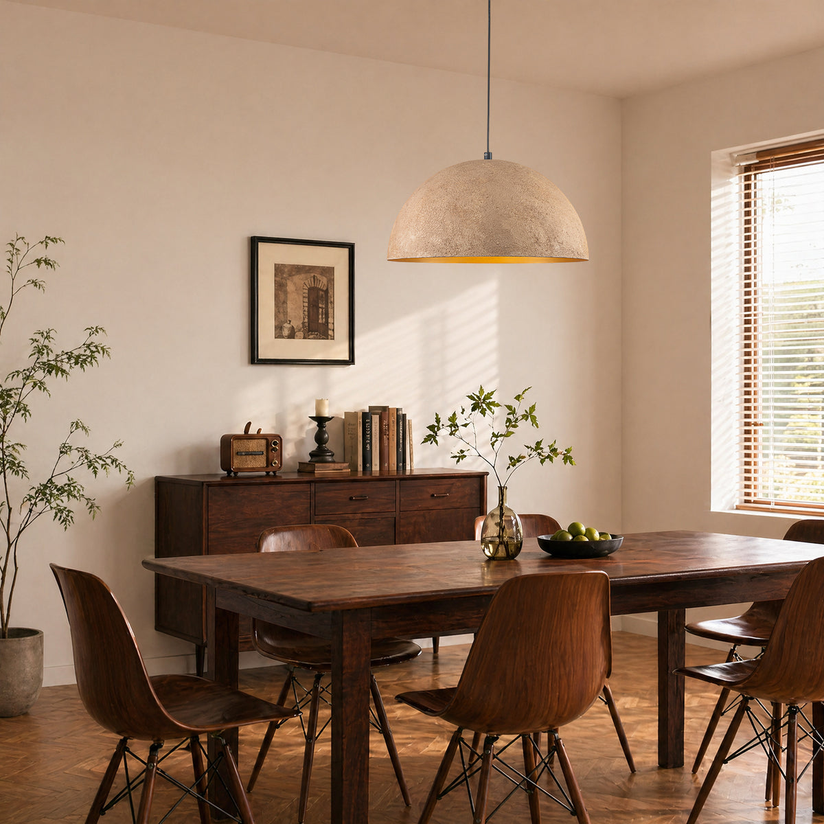 Dome Pendant Light Metal Rough Textured Earth‑toned Sand Finish - product image 4 | Zenvolit