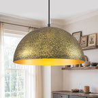15.75 inch Dome Pendant Light Brown Textured Metal Shade Industrial Farmhouse - product image 2 | Zenvolit