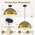 15.75 inch Dome Pendant Light Brown Textured Metal Shade Industrial Farmhouse - product image 12 | Zenvolit