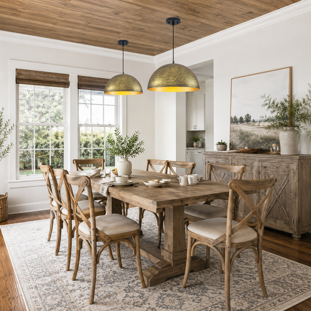 15.75 inch Dome Pendant Light Brown Textured Metal Shade Industrial Farmhouse - product image 15 | Zenvolit
