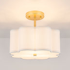 3-Light Gold Semi-Flush Mount Ceiling Light White Linen Shade Hallway - product image 19 | Zenvolit