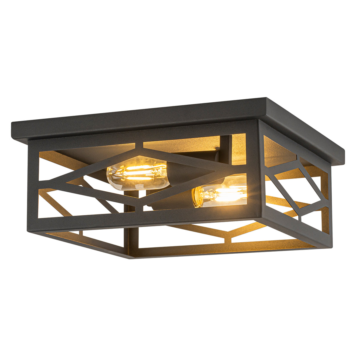 2-Light Industrial Black Flush Mount Light Dining Room Kitchen Island - product image 1 | Zenvolit